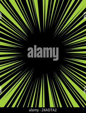 Green action lines dynamic background. Bursting motion Stock Vector