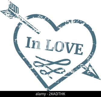 Heart arrow stamp. Cupid mail symbol for romantic card Stock Vector
