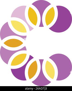 letter c flower leaves logo icon vector symbol Stock Vector