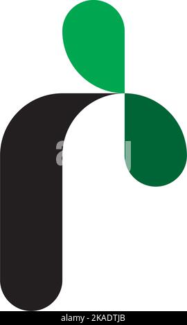 letter r with leaves logo design Stock Vector