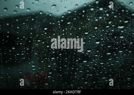 The Inside of a Car on a Rainy Day Stock Photo