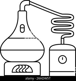 Distillery process. Alcohol production machine line icon Stock Vector