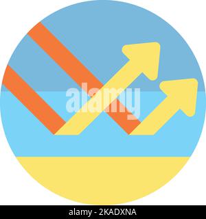Sun rays reflection on water surface round icon Stock Vector