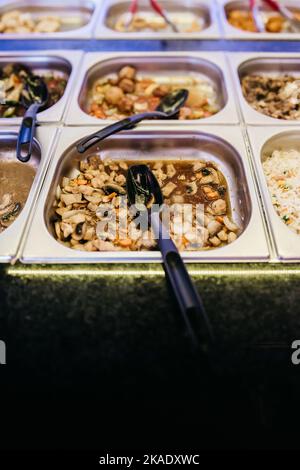 Buffet with various food at a Chinese restaurant Stock Photo