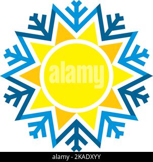 sun and snowflake air conditioner logo icon vector design Stock Vector