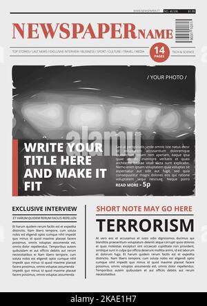 Newspaper front page. Text columns layout template Stock Vector
