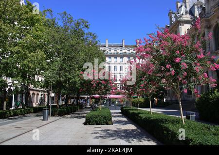 Beautiful summer view of the Place de la Bourse located in the Cordeliers district in Lyon France. Stock Photo