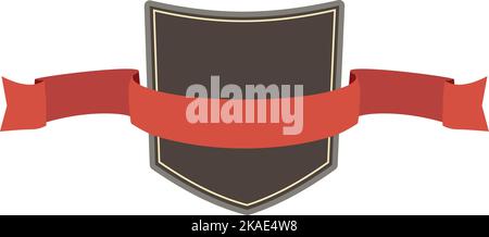 Vintage badge. Shield emblem template with red ribbon Stock Vector