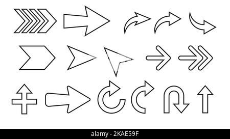 Different arrows outline icons. Set of high quality web icons for mobile apps, ui design and print products Stock Vector