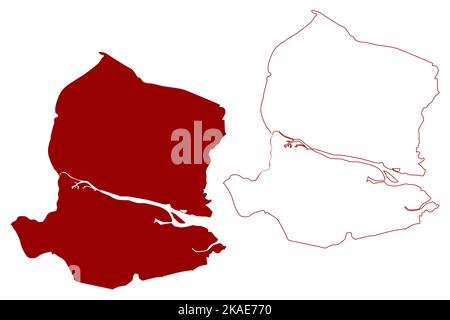 Castle Point district (United Kingdom of Great Britain and Northern Ireland, ceremonial county Essex, England) map vector illustration, scribble sketc Stock Vector