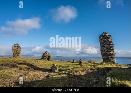 The image is of the Cuween stone cairns at Finstown not far from the Kirkwall Stock Photo