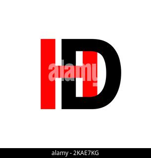 black and white alphabet letter hd h d logo combination design suitable ...