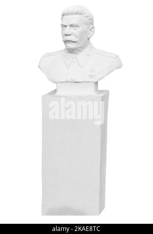 Bust of Joseph Vissarionovich Stalin close-up isolate on a white background. Stock Photo