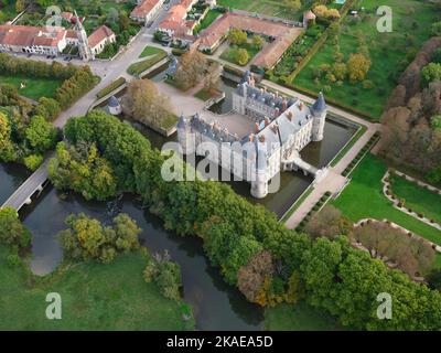 AERIAL VIEW. Haroué Castle, Meurthe-et-Moselle, Grand Est, France. Stock Photo