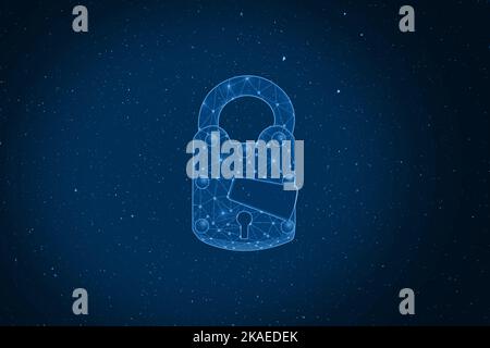 Digital security theme background with old padlock and connection lines ...