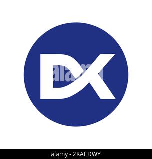 A company brand icon with DX initials in a blue round Stock Vector