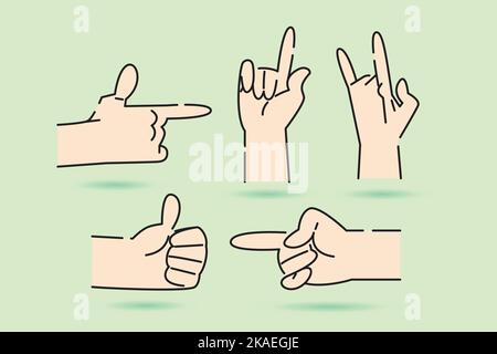 hand sign illustration clip art in flat design Stock Vector