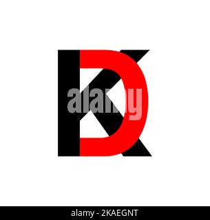 black and white alphabet letter kd k d logo combination design suitable ...