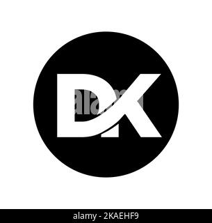 A company brand icon with DX initials in a black round Stock Vector