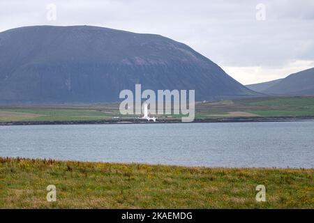 View of Hoy High Lighthouse from Button-Ben Guest House ,  isle of Graemsay  Orkney, Scotland, UK Stock Photo