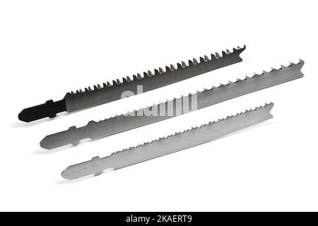 Jigsaw blades for wood isolated on white background. High resolution photo. Full depth of field. Stock Photo