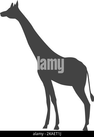 Giraffe black silhouette. Safari animal symbol. Zoo icon isolated on white background Stock Vector