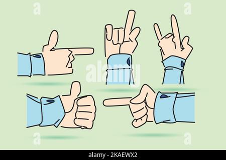 hand sign illustration clip art in flat design Stock Vector