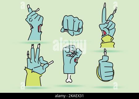 zombie hand sign, halloween zombie hand in flat design Stock Vector