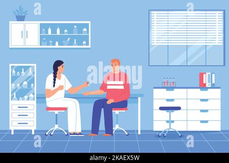 Food allergy composition the doctor tests for allergies to certain types of foods and beverages vector illustration Stock Vector