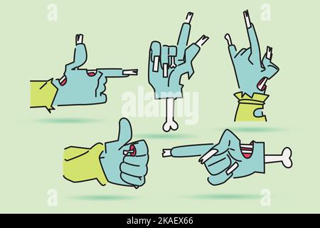 zombie hand sign, halloween zombie hand in flat design Stock Vector
