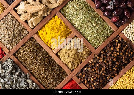 Indian Condiments List Various condiments with showcases of Indian market. Colorful spices and ...