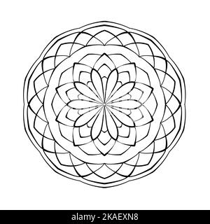 Mandala lacy pattern. Round ornament pattern. Graphic design. Coloring book page element. Stock Vector
