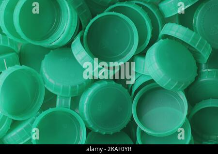 Green Milk Bottle Tops Stock Photo