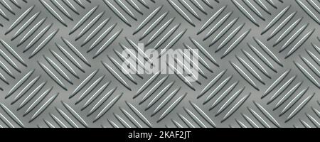Iron checkerplate industry realistic grey seamless pattern Stock Vector