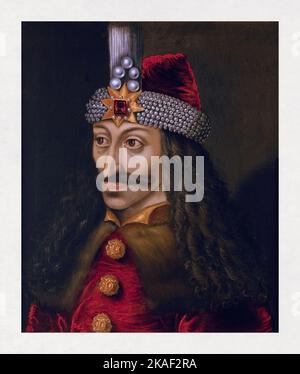 16th century portrait of Vlad the Impaler, Voivode of Wallachia, made by an unknown artist. Stock Photo