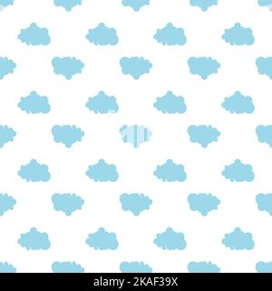 Seamless vector pattern. Decorative background with blue clouds in cartoon style Stock Vector