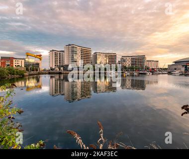 Titanic Quarter reflections Stock Photo