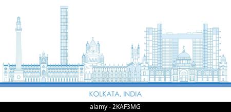 Outline Kolkata India City Skyline with Color Buildings Isolated on ...