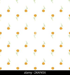 Seamless floral pattern. Decorative surface design. Yellow dandelions on white background. Vector illustration Stock Vector