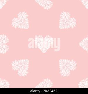 Vector seamless minimalistic style pattern with lacy hearts. Abstract decorative colorful background. Modern texture. Contemporary graphic design. Stock Vector