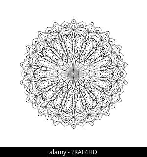 Mandala lacy pattern. Round ornament pattern. Graphic design. Coloring book page element. Stock Vector