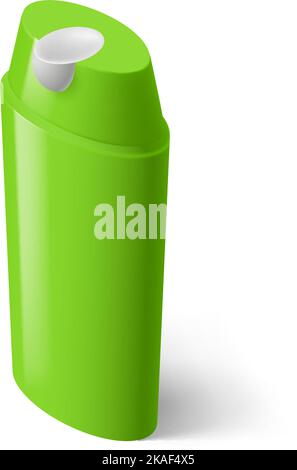 Single Green Isometric Bottle of Shampoo on White Stock Vector