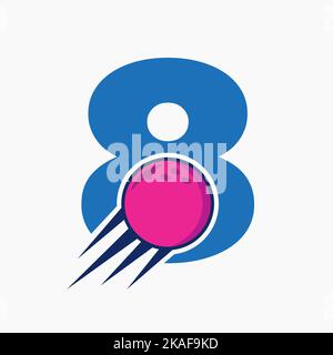 Initial Letter 8 Bowling Logo Concept With Moving Bowling Ball Icon. Bowling Sports Logotype Symbol Vector Template Stock Vector