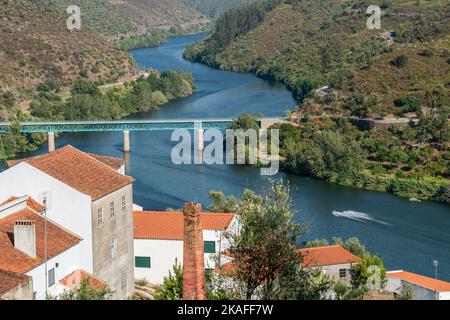 The landscape from the village of Belver to the Tagus River, in the municipality of Gaviao, Portugal Stock Photo