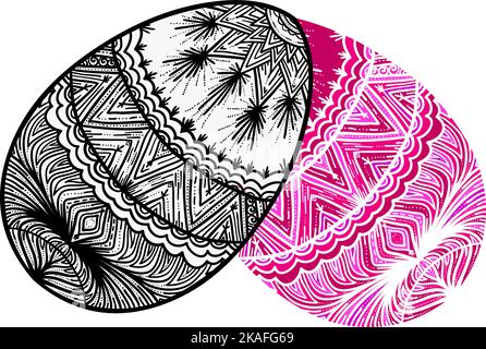 Two ornamental eggs. Easter design elements. Stock Vector
