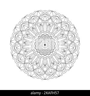 Mandala lacy pattern. Round ornament pattern. Graphic design. Coloring book page element. Stock Vector