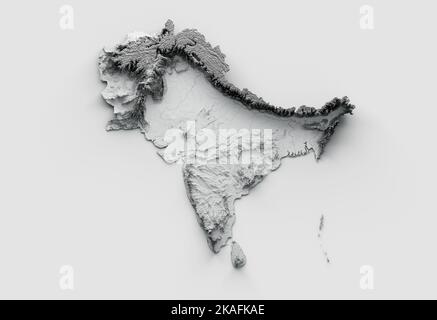 Subcontinent Map India, Pakistan, Nepal, Bhutan, Bangladesh, Sri Lanka, and the Maldives. 3d illustration Stock Photo