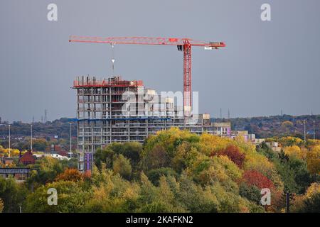 The skeleton or shell of Springwell Gardens apartments currently under construction in Leeds City Centre,West Yorkshire,UK Stock Photo