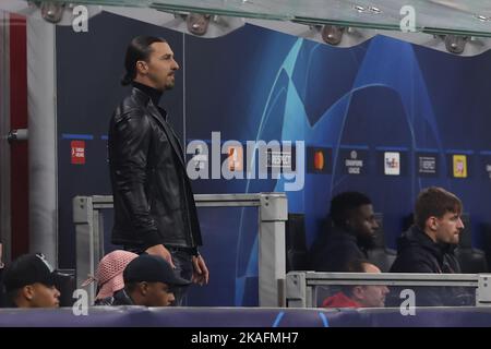 Milan, Italy. 02nd Nov, 2022. Zlatan Ibrahimovic of AC Milan during UEFA Champions League 2022/23 Group Stage - Group E football match between AC Milan and FC Red Bull Salzburg at Giuseppe Meazza Stadium, Milan, Italy on November 02, 2022 Credit: Live Media Publishing Group/Alamy Live News Stock Photo