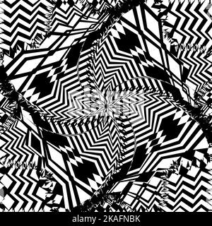 Abstract twisted black and white background. Optical illusion of distorted surface. Twisted stripes. Radial pattern. Stock Vector